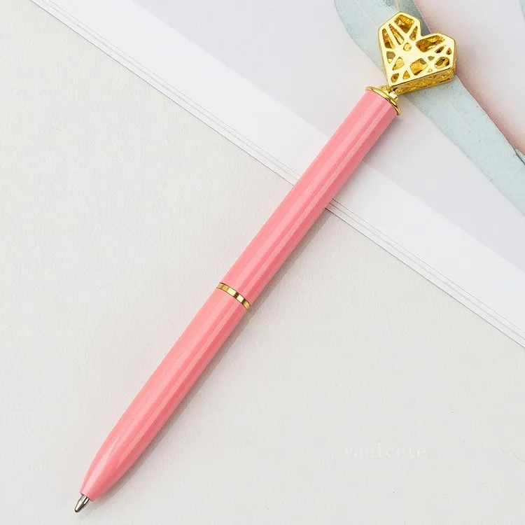 Creative Heart Shaped Ballpoint Pen DIY Metal Ball Pens Office School Supplies Valentine's Day Gift T2I53293