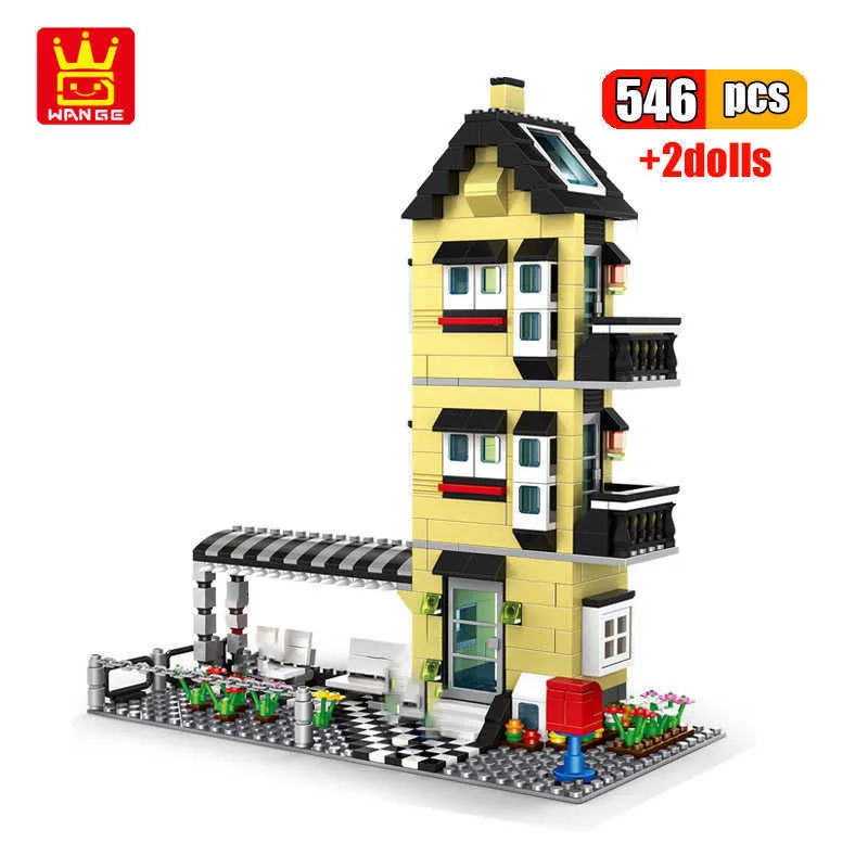 Architecture Village Villa Cottage blocs de construction ville cabane moderne France maison Village ferme briques jouets éducatifs pour enfants X0902