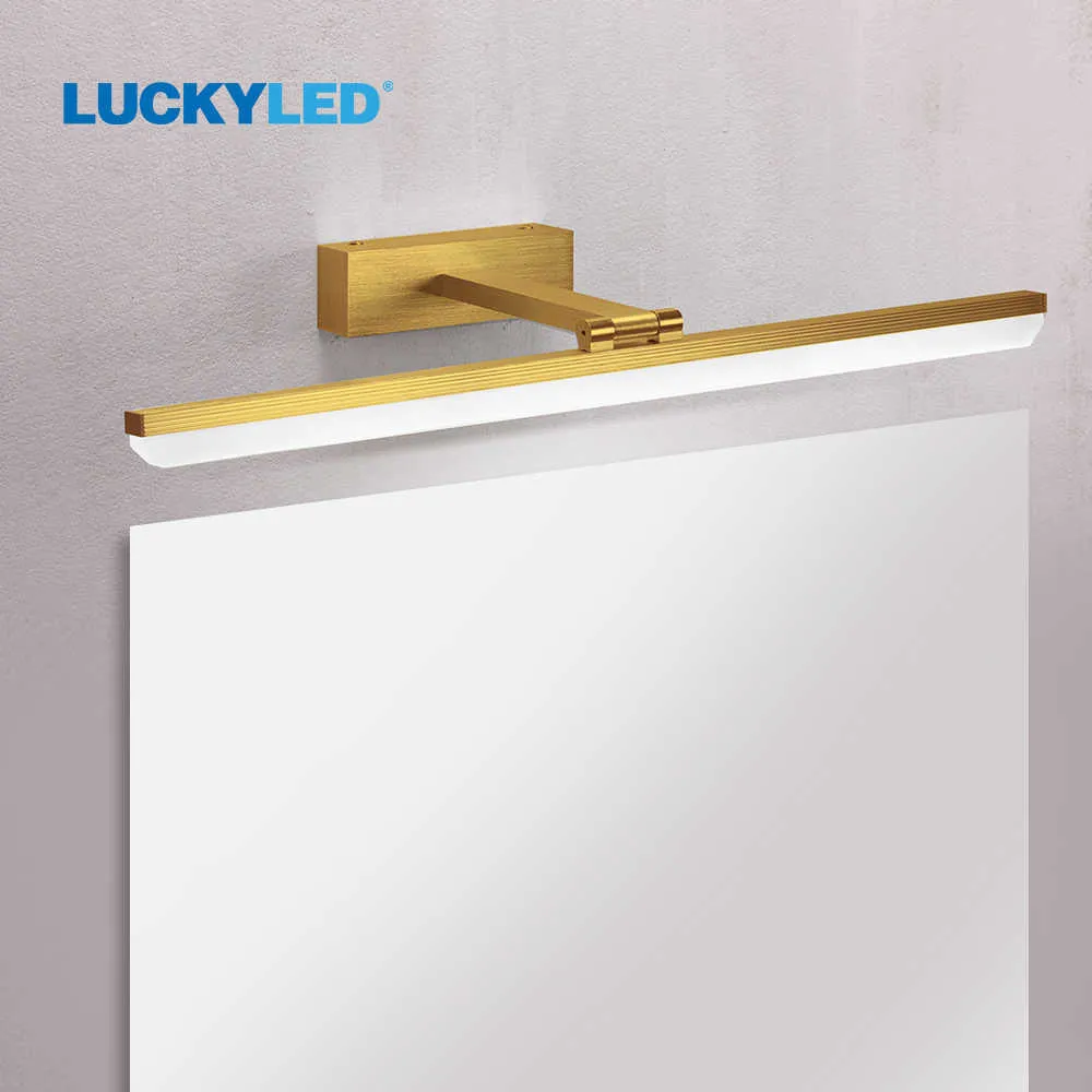 LUCKYLED Lampada da specchio a Led 8W 10W Lampada da parete moderna camera da letto AC85-265V Lampada da bagno Lampada da parete a Led Decorazione Sconce interni 210724