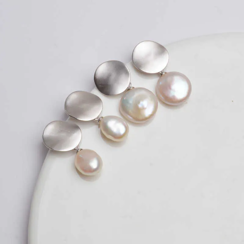 ASHIQI Real 925 Sterling Silver Orecchino coreano Perla d'acqua dolce naturale gioielli di moda le donne 210625