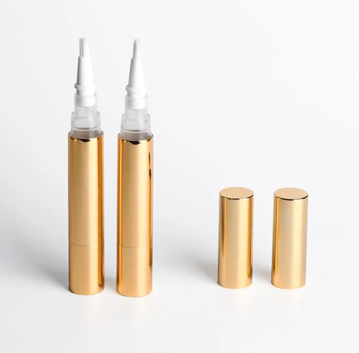 100 SZTUK 5ml Złoto Cuticle Oil Pen Twist Pusty Pielęgnacja Pielęgnacji Lip Gloss Containers Tube 2ML 4ML 5ml Gold Cuticle Oil pióra z pędzlem SN