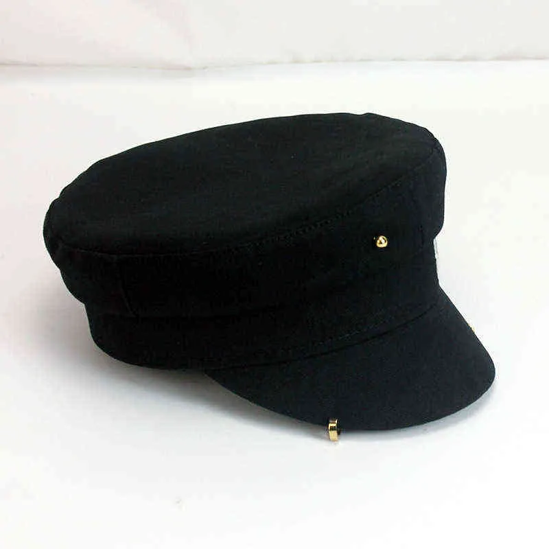 シンプルな刺繍 RB 帽子女性男性ストリートファッションスタイル sboy 帽子黒ベレー帽フラットトップキャップドロップ船キャップ 211227