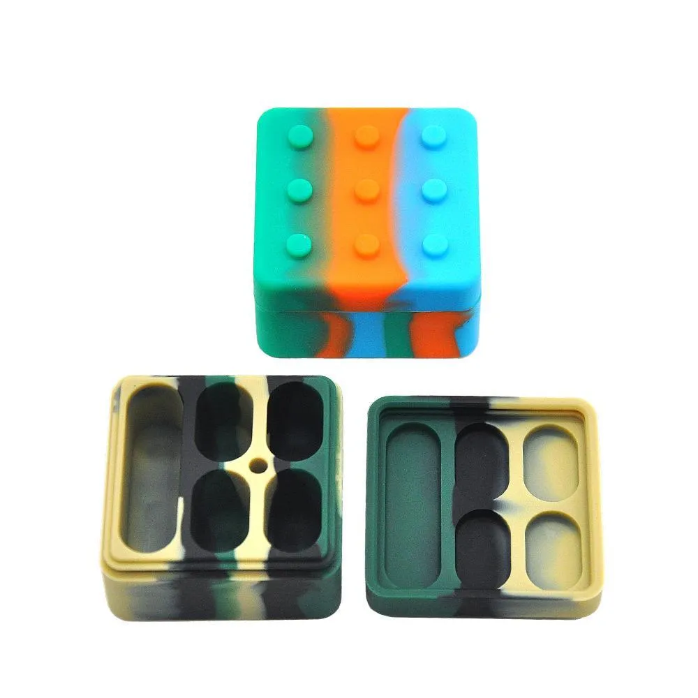 기타 흡연 액세서리 새로운 스타일 레고 모양 공장 4 + 1 50mm 대형 비 스틱 실리콘 컨테이너 왁스 타바코 오일 FDA