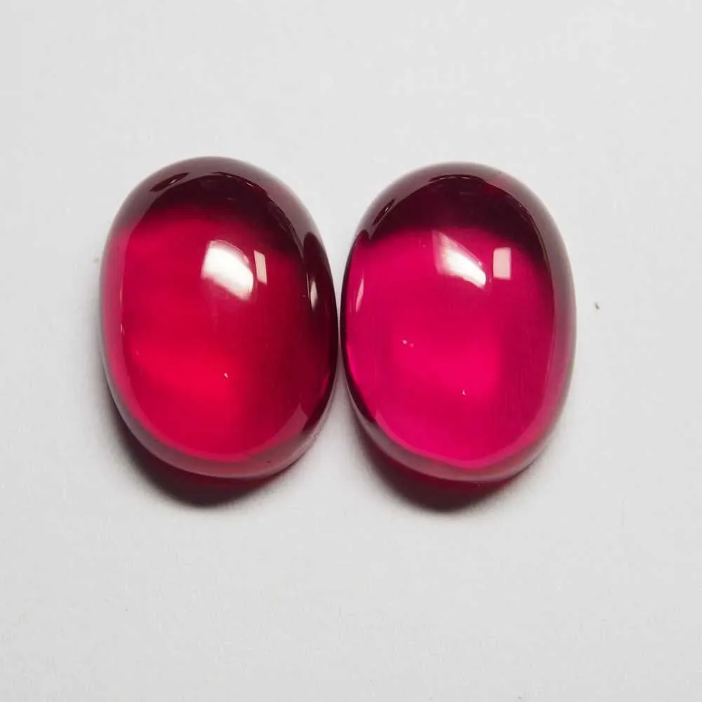 12*16mm 5 pièces/un de haute qualité rouge gemme ovale Flatback Cabochon rubis corindon pour bijoux H1015