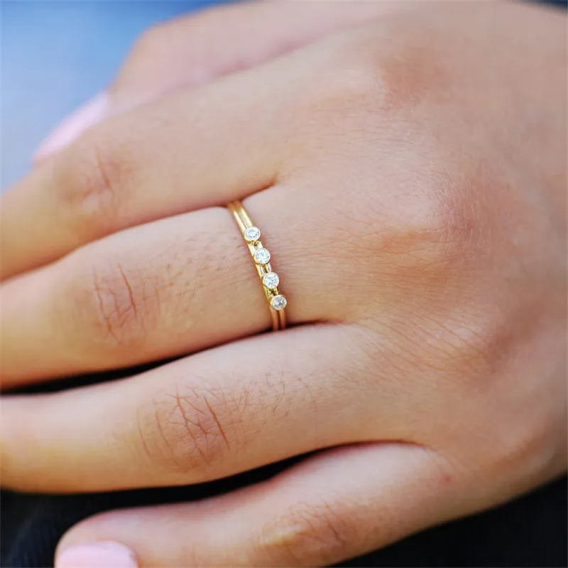 14K guldfylld zirkon ring guld smycken boho knuckle anillos mujer minimalistisk stapling bohemian