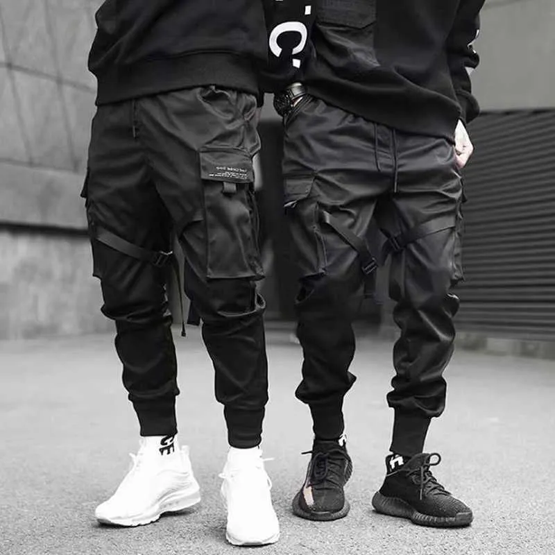 Hip Hop Multi-Pocket Elastische Taille Design Harem Pant Mannen Streetwear Punk Casual Broeken Jogger Male Harajuku Track 210715