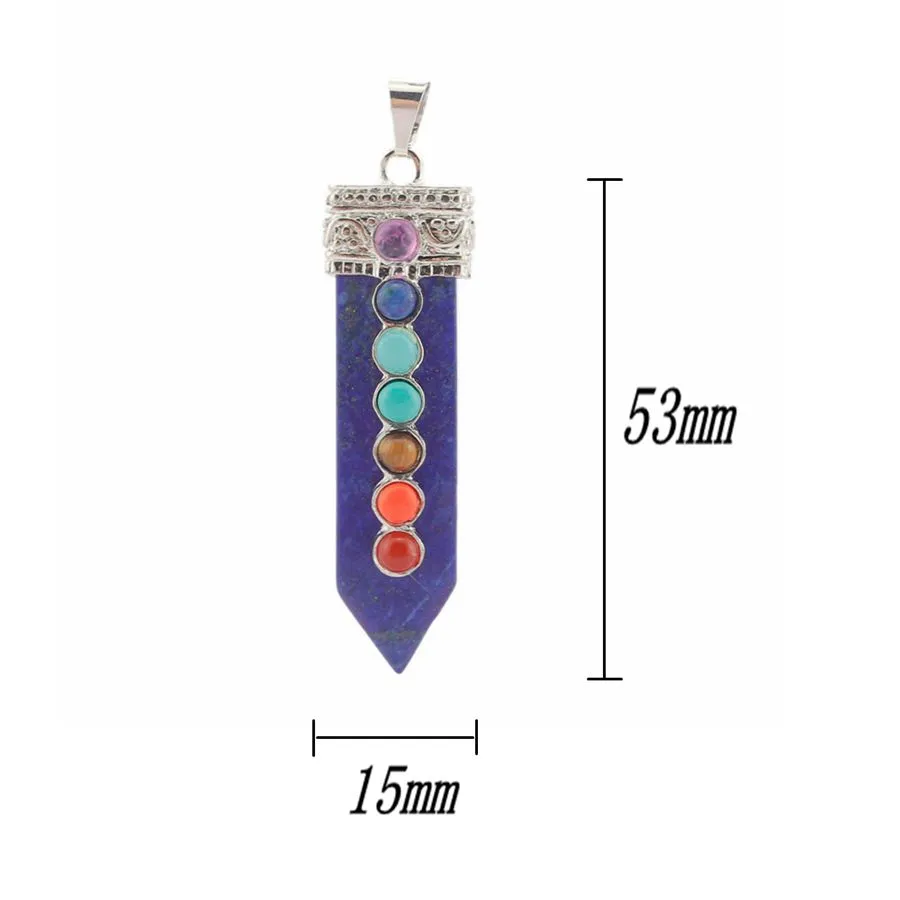Натуральный драгоценный камень в форме меча Креативный кулон Ожерелье 7 цветов Кристалл Чакры Рейки Исцеляющие украшения Аметист Розовый кварц Мода 2448