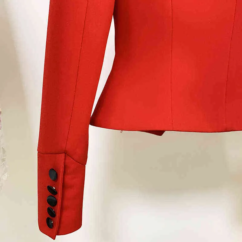 HIGH STREET est Veste de créateur de mode pour femme Blazer court rouge ajusté 211122
