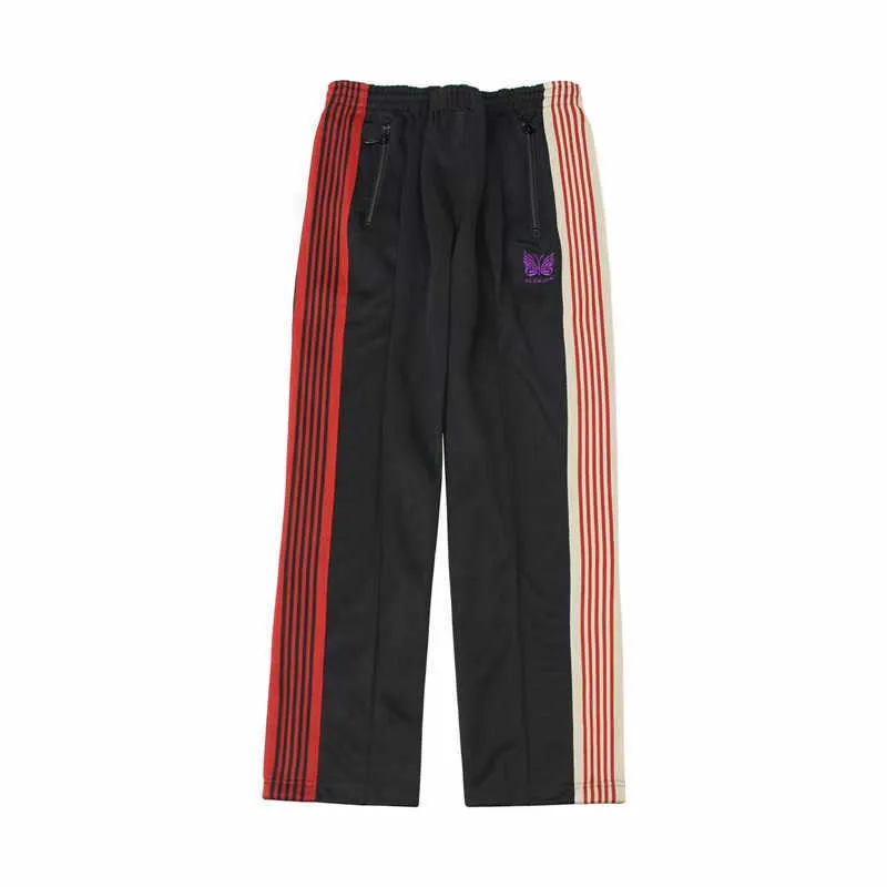 2021ss AWGE aiguilles pantalons de survêtement femmes hommes couleur asymétrique AWGE pantalon papillon broderie Joggers aiguilles pantalon X0628