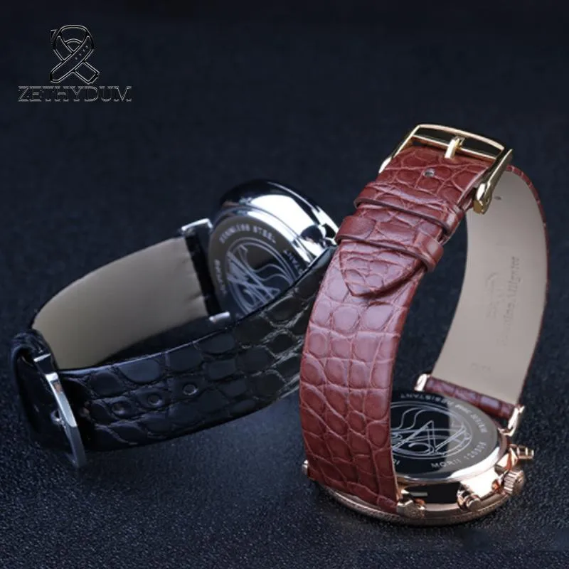 Bracelets de montre Véritable bracelet en peau de crocodile américain Bracelet en cuir d'alligator Déploiement de remplacement 13mm 14mm 16mm 18mm 19mm 20mm207x