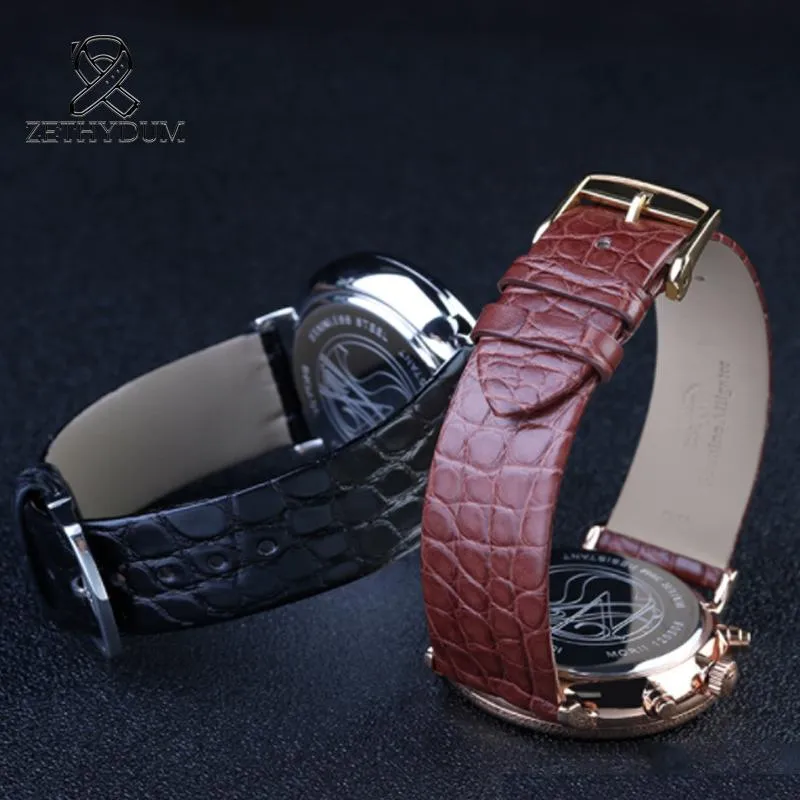 Watch Bands Genuine American Crocodile Skin Strap Alligator Leather Band Replacement Deployment 13mm 14mm 16mm 18mm 19mm 20mm238c