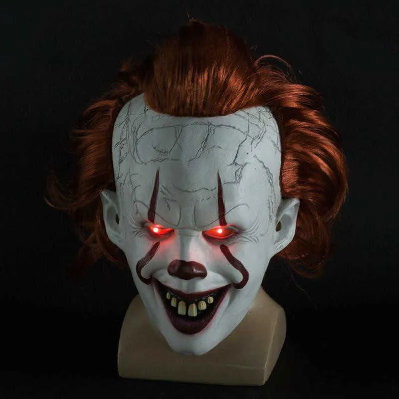 Movie S It 2 ​​Cosplay Pennywise Clown Joker Mask Tim Curry Mask Cosplay Halloween Party Props Mask Mask Maski Whatle F209G
