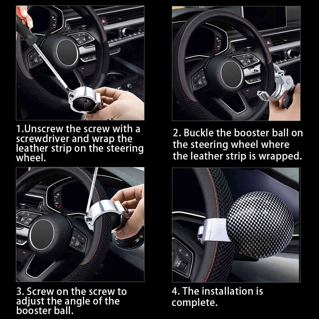 Car Styling Kierownica Booster Piłka Zasilanie Piłka Ręcznie Control Grip Spinner Gałka Turning Helper