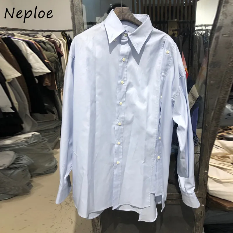 Werkstijl OL Solid Blouse Dames Turn Down Collar Lange Mouw Single Borst Blusas Spring All Match Shirt 210422