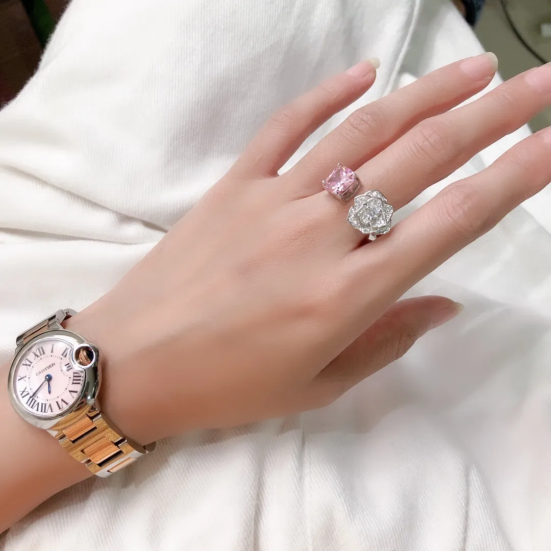 디자이너 반지 레이디 핑크 다이아몬드 시리즈 여성을위한 장미 모양 반지
