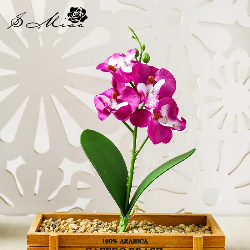 Casa jardim decorativo borboleta orquídea flores mini simulação artificial phalaenopsis diy exibição de mesa de casamento flores falsas 8294855