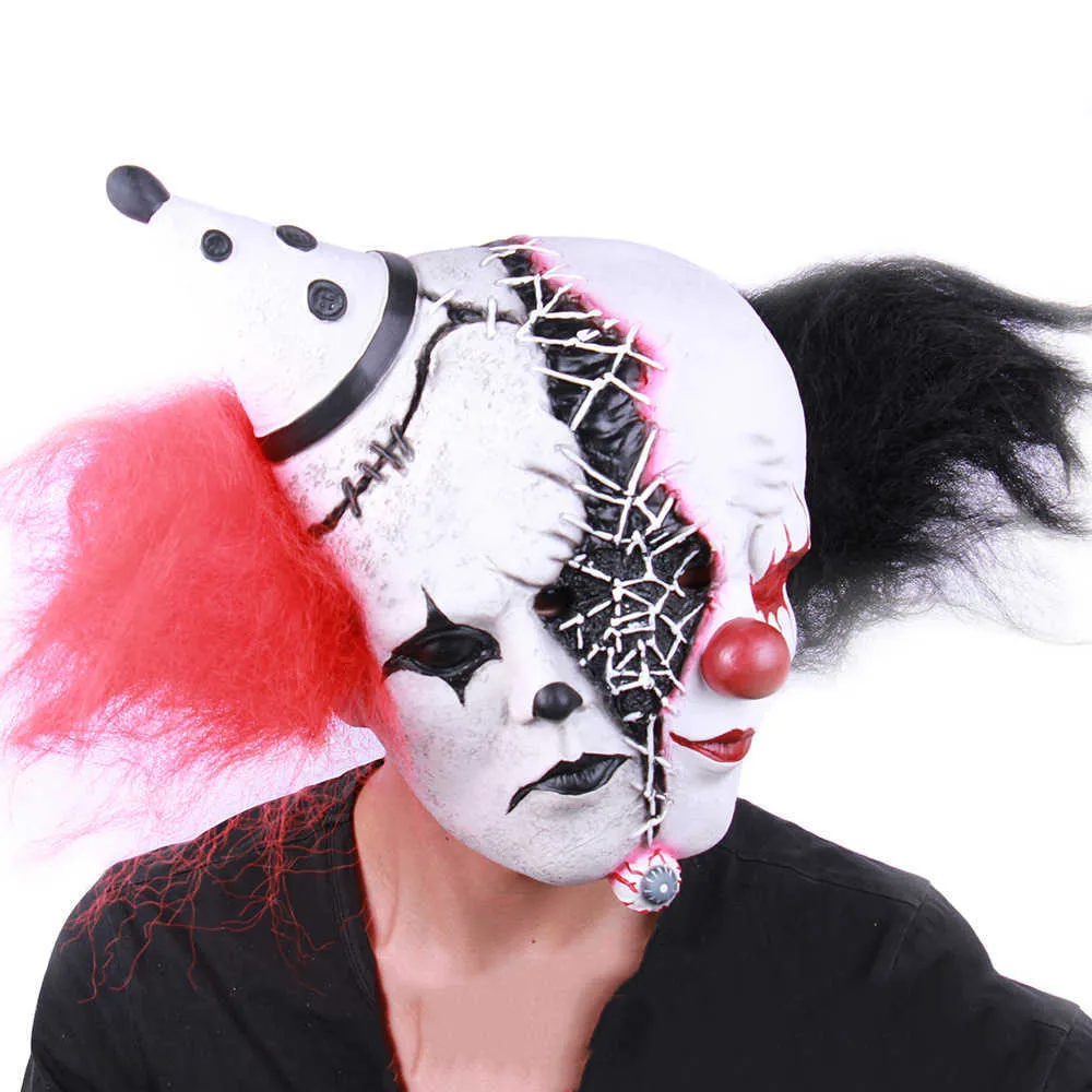 WAYLIKE Halloween doppelseitige Clown-Schädel-Geister-Robe für Erwachsene, Party, Kostüm, Maske, Horror, Karneval, Cosplay