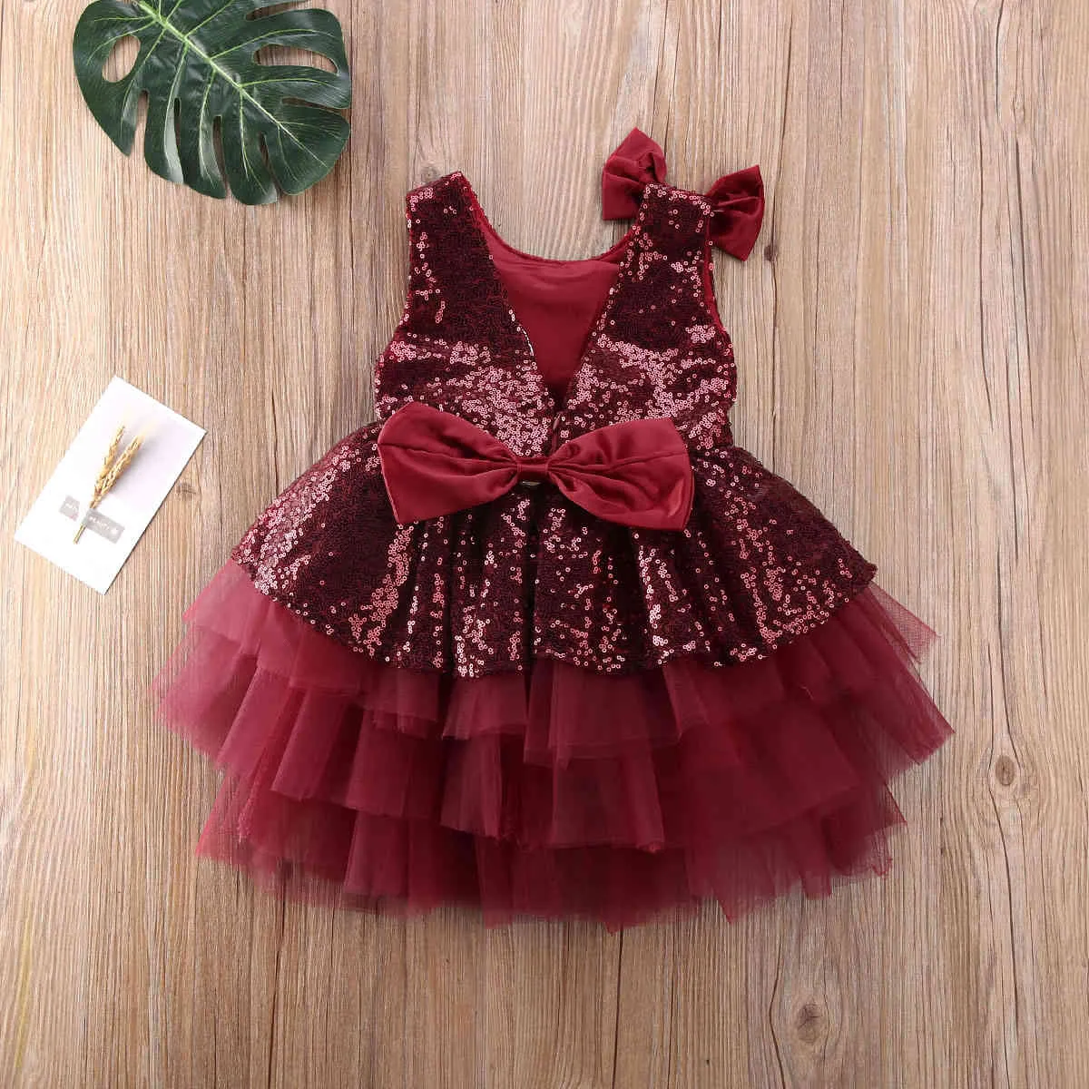 1-6 ans enfant en bas âge bébé enfant filles tutu robe paillettes arc princesse fête de mariage anniversaire es pour Noël rouge 210515