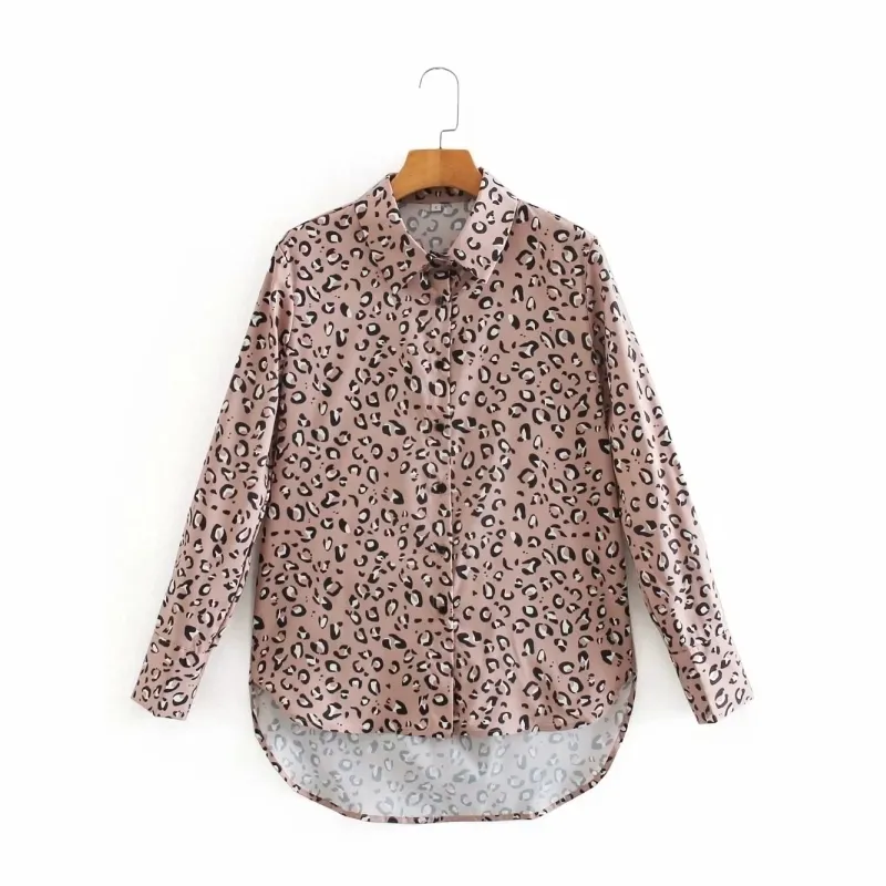 Lente Dames Luipaard Print Lange Mouw Blouse Vrouwelijke Turndown Kraag Shirt Casual Dame Losse Tops Blusas S8358 210430