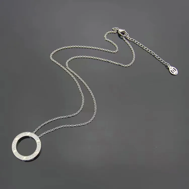 Collana con ciondolo amante in acciaio inossidabile di marca di alta qualità Collana girocollo con collane complete di design CZ gioielli da sposa a vite Gift221S