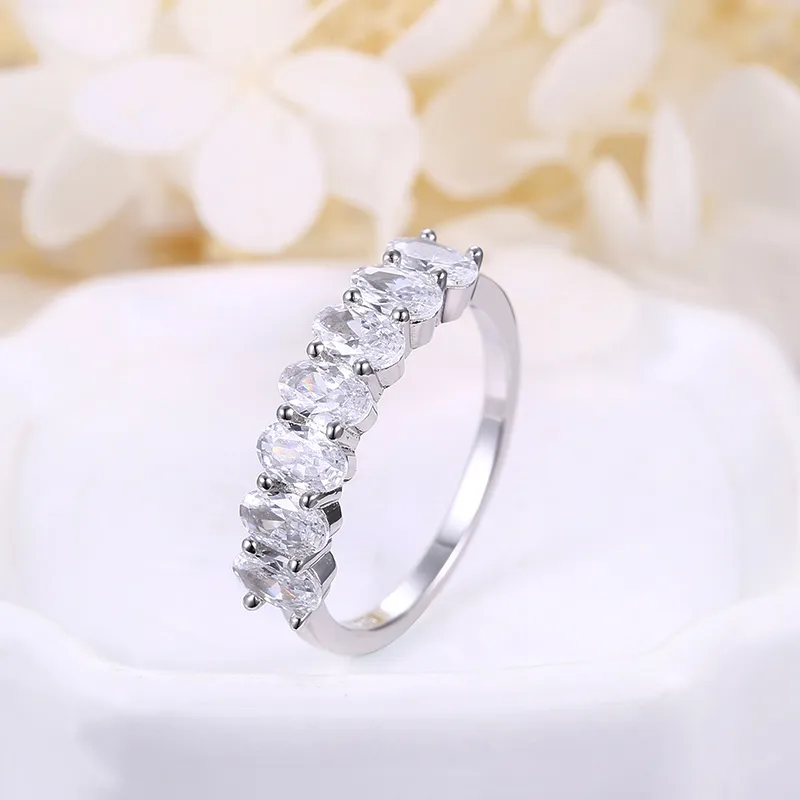 Anziw Ovaal Rij Boor Sona Simulated Diamond Anniversary Rings Engagement Wedding Band Ring Bands voor Vrouwen Sieraden