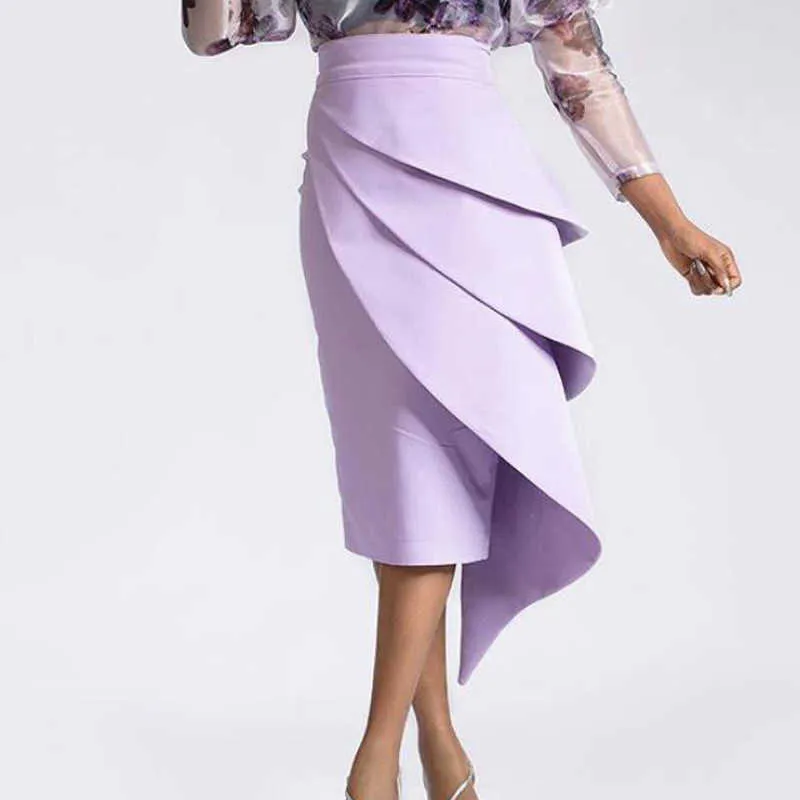 女性のハイウエストペンシルスカートボディコンフリルパーティーセクシーな祝う上品なエレガントなオフィスの女性控えめなスリムアフリカのファッションファラダス210621