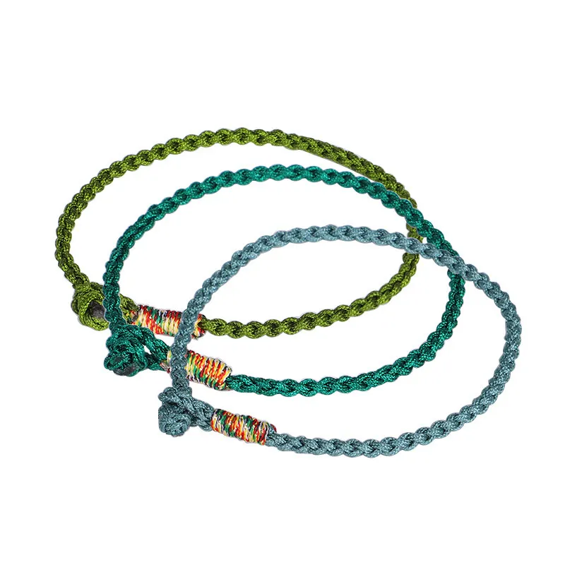Handgeweven Tibetaanse armband vierstrengs gevlochten jade lijn rode touwarmband