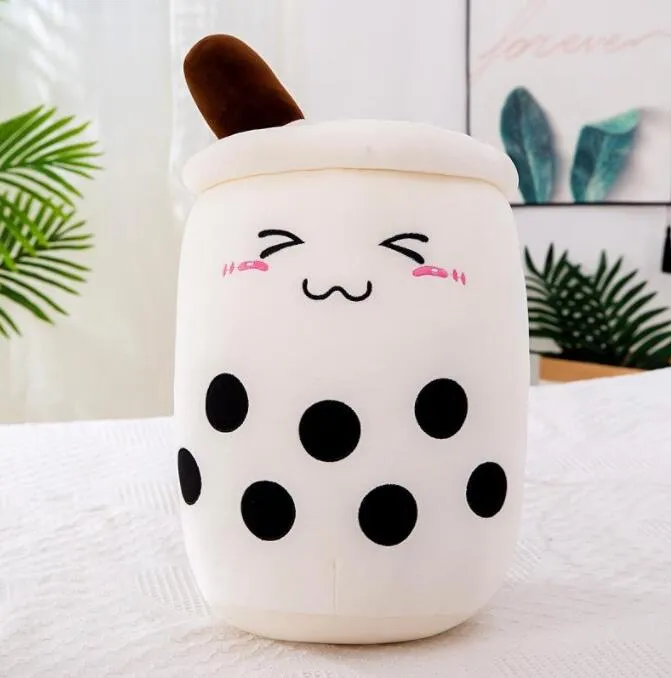 24cm Bubble Milk Tea Plush Toy Brewed Boba - Stuffed Cartoon Cylindrical Body Pillow Cup Shaped Pillow Super Soft Hugging Cushion Creative Gift for Children sxa13