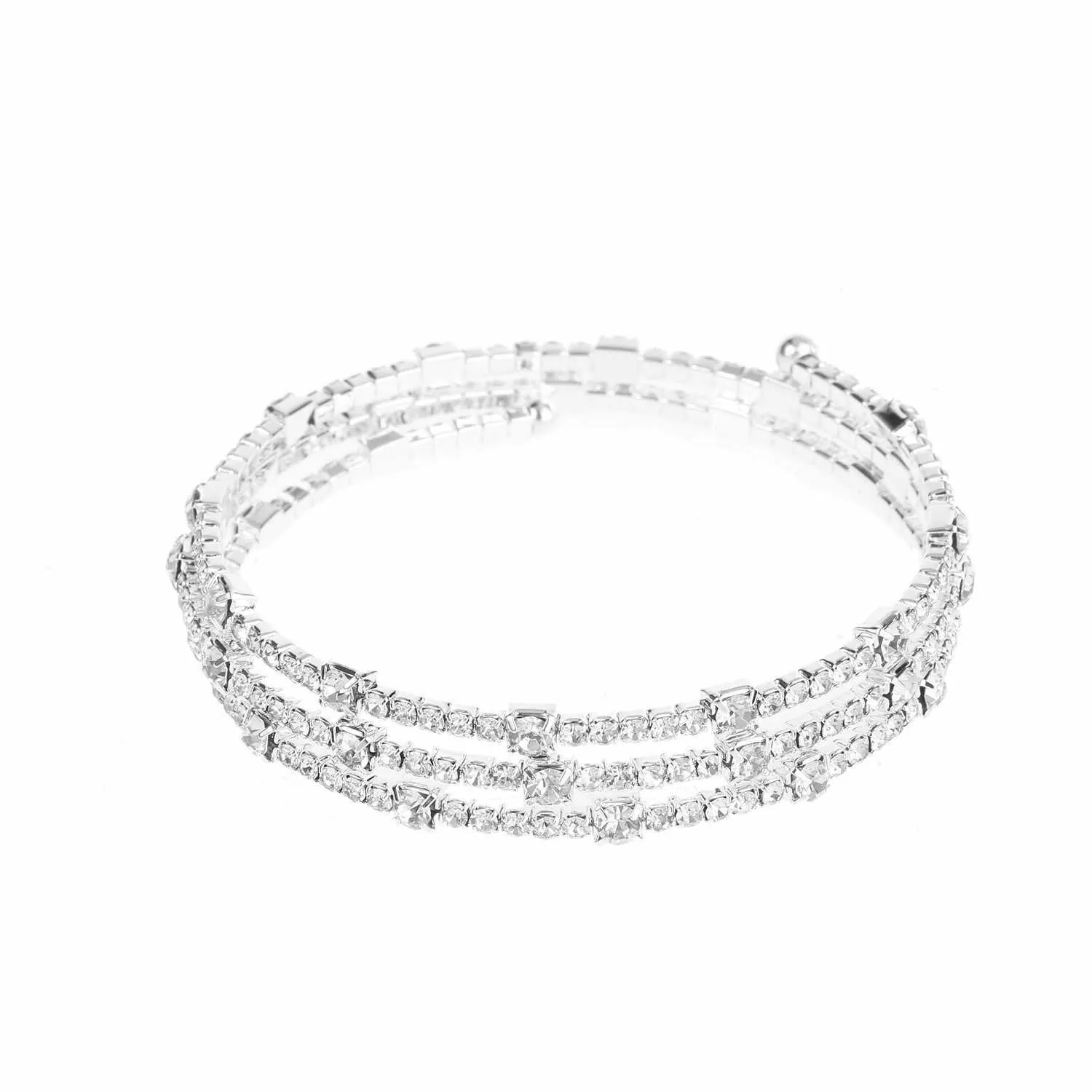 Bracelet incrusté de strass à trois rangées, double couche, manchette ouverte, bracelet extensible réglable pour les meilleures amies sœurs FS99 Q0719