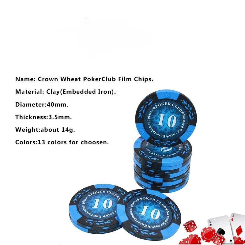 14G Crown Wreat Film Chip Film Chips Moedas Baccarat Texas Holdem Cor Double Cor Crown Clay Poker Jogando Chips