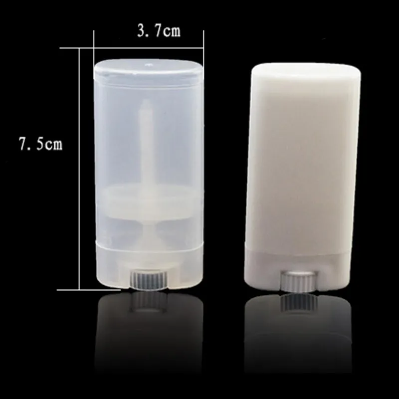500 Uds 15ml recipiente para desodorante transparente/blanco barra de loción 15g tubo de giro ovalado tubo de bálsamo labial redondo
