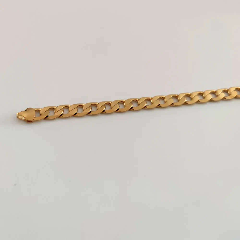 Bracciale da uomo con catena a maglie cubane, FINITURA in oro giallo massiccio da 18 ct, gioielli autentici e robusti, 8,3 pollici, pesante215A