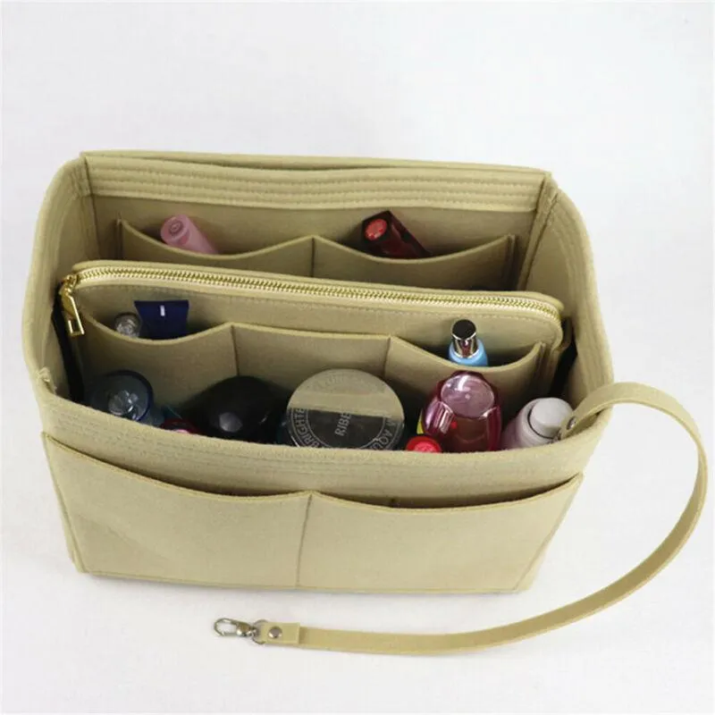 Women Cosmetic Bags Travel Bag Insert Liner Organiser Zipper Organizer Handbag Purse Makeup & Cases252M