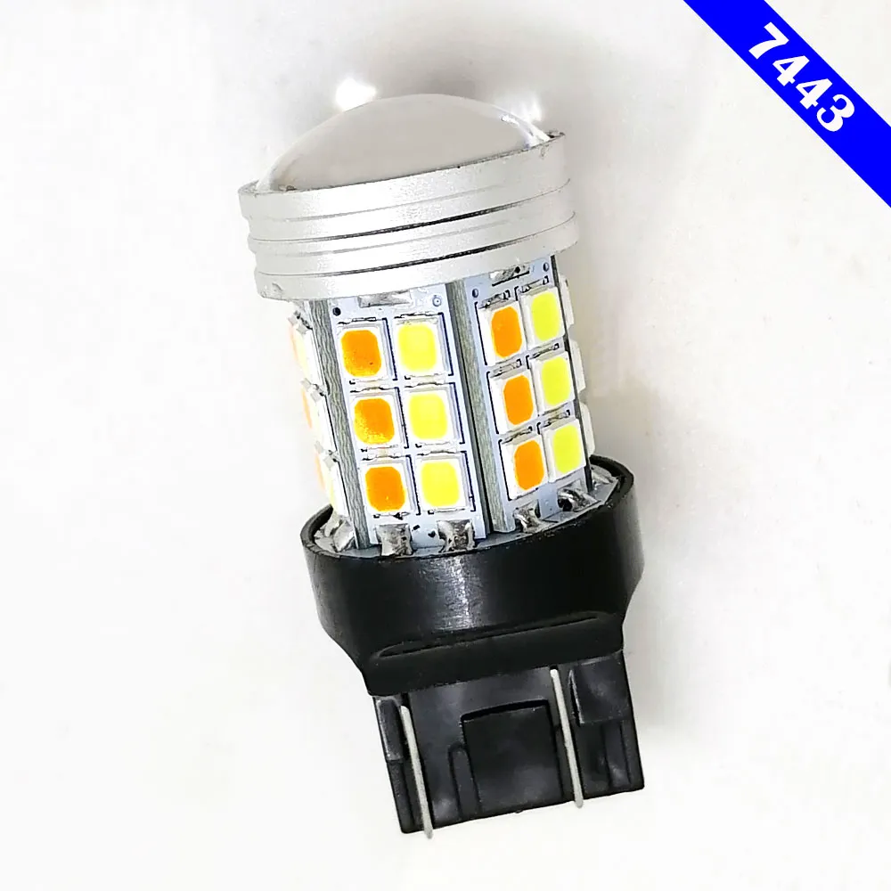 T25 3157 1157 7443 żarówka LED kierunkowskaz samochodu hamulec podwójny kolor światła 45SMD 2835LED Auto jazdy lampa kierunkowskazu 12V biały żółty