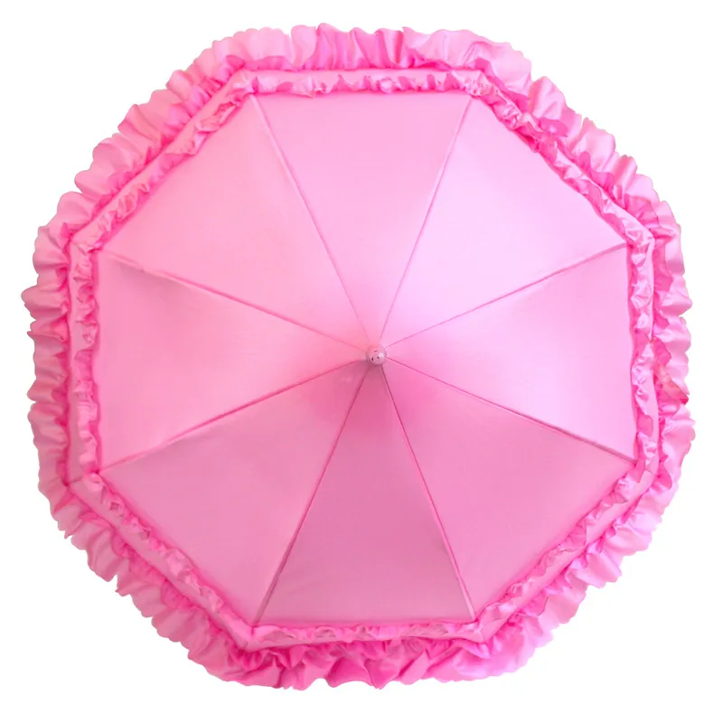 Pink Beige Princess Lace Sunshade Umbrella Exquisite Sunny and Rainy Long Handle Parasol Tower Shaped Wedding Umbrella