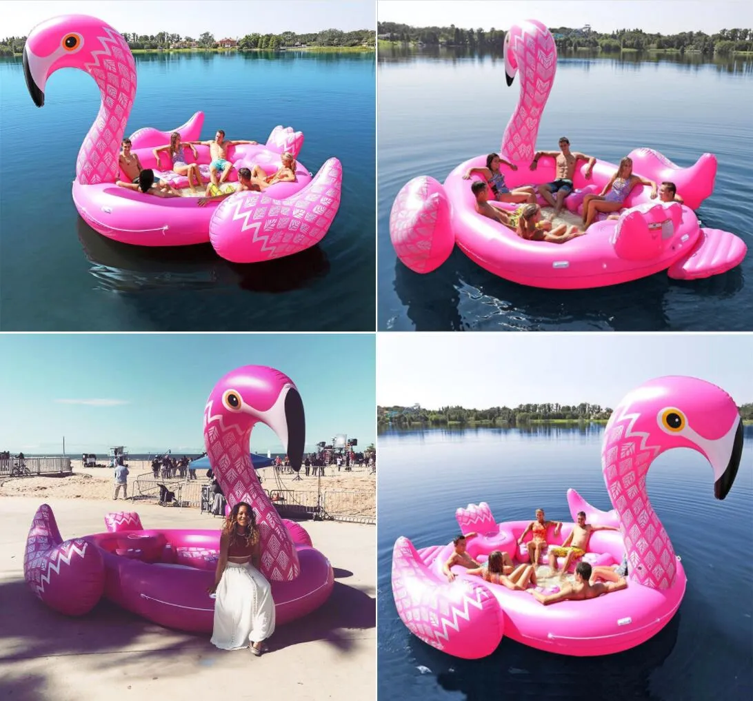 Ö flytande radbäddar skepp spashg stora rosa flottörsäng pvc uppblåsbart parti stor flamingo unicorn293m
