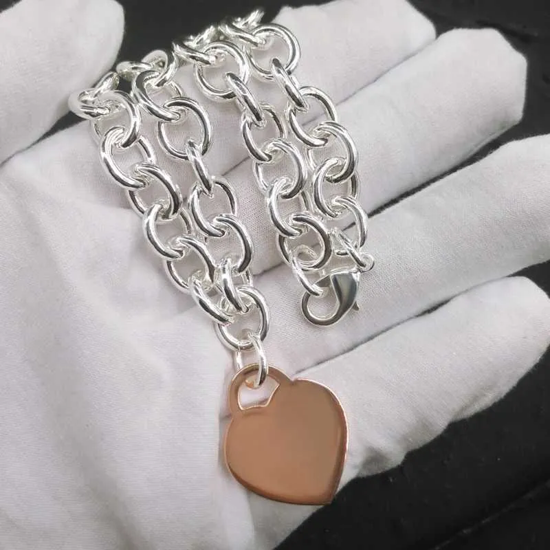 S925 Sterling Zilveren Ketting voor Vrouwen Klassieke hartvormige Hanger Charm Ketting Kettingen Luxe Merk Sieraden Ketting Q0603