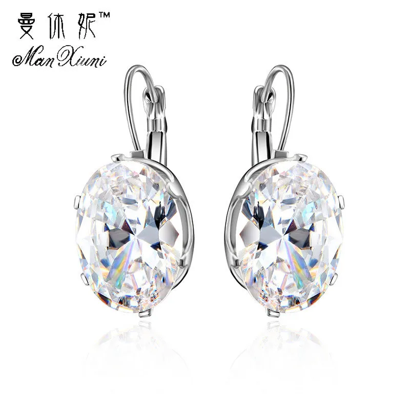 Ovale Vorm Crystal Earring 6 Kleuren Zirconia Steen Hoepel Oorbellen Voor Vrouwen en Meisjes Fashion Party Jewelry2617