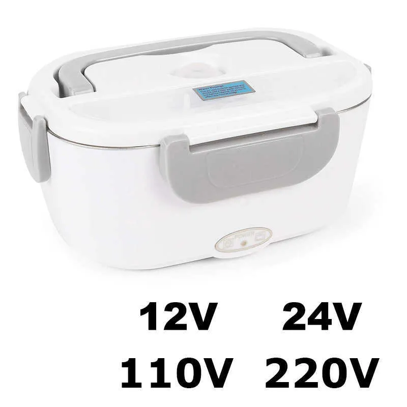EU US-Autostecker Kunststoff-Elektro-Lunchbox 12V 24V 220V 110V Lebensmittelheizung Wärmerbehälter Beheizte Bento-Boxen 40W Geschirrset 211104