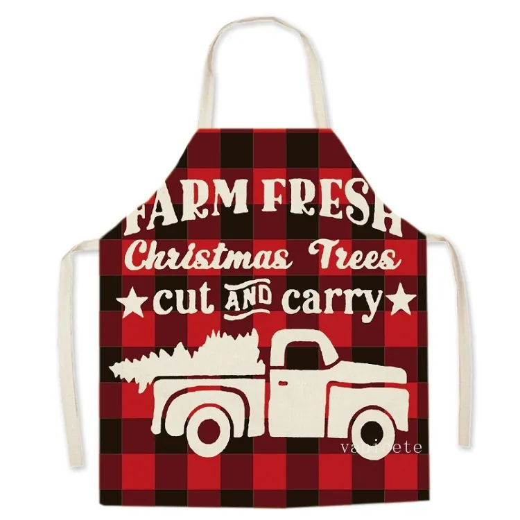 Tablier de Noël coton lin maison cuisine sans manches smock fête parent-enfant tablier décoratif T2I52806