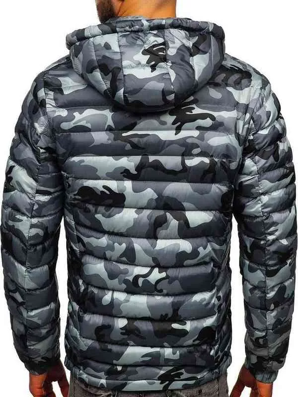 Zogaa elegante camuflagem masculina com capuz zíper de algodão quente 211206