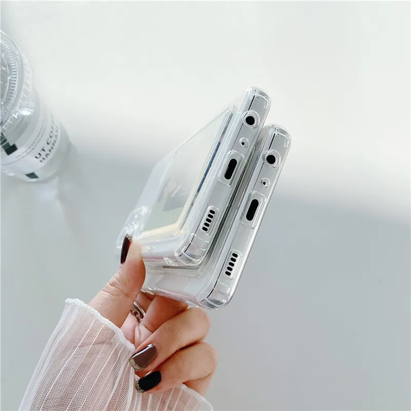 Custodia telefono con custodia carta Samsung Galaxy A72 A52 A32 A22 A82 A42 A71 A51 A70 A12 Portafoglio in silicone morbido Paraurti Cover trasparente