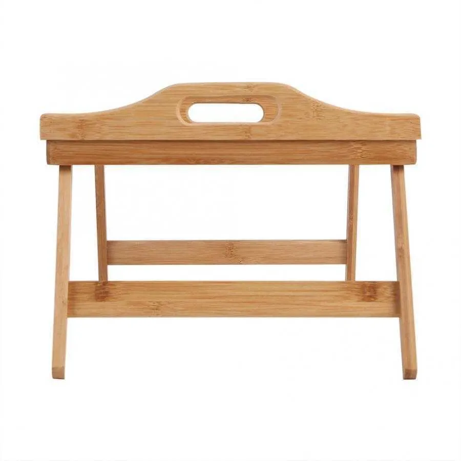 50 x 30 x 4cm Portable Bamboo Wood Bed Tray Breakfast Laptop Desk Tea Food Serving Table Folding Leg Laptop Desk 201029217E