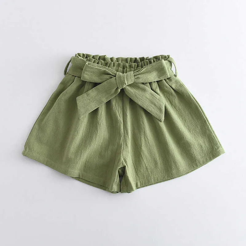 Bear Leader Fashion Summer Casual Pants 2st för baby Girl Bowknot Sashes Princess Shorts Barn Aktiva Kläder 3-7 år 210708