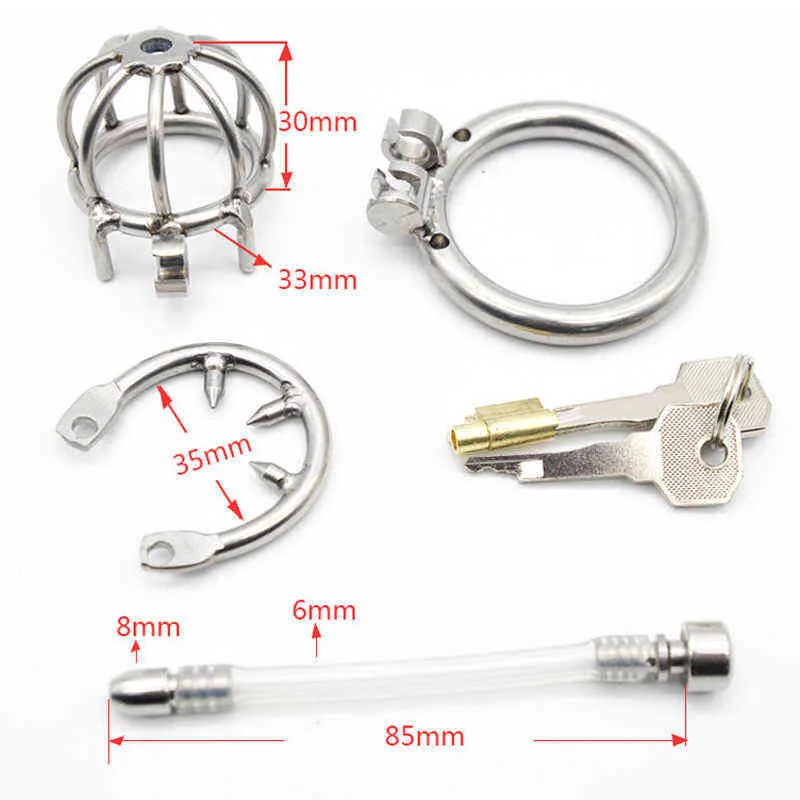 NXY sexy set cockrings Stainless Steel Male Chastity Device Cock Cage Urethral Catheter Penis Lock Ring For Men Metal Chasity Cbt BDSM Toys 1123 1128