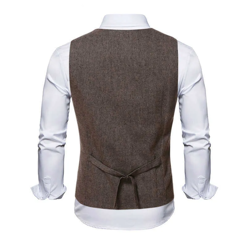 arrivée Hommes Gilet Gilet Chevrons Simple boutonnage Veste J Slim Fit Laine Blazer 210923