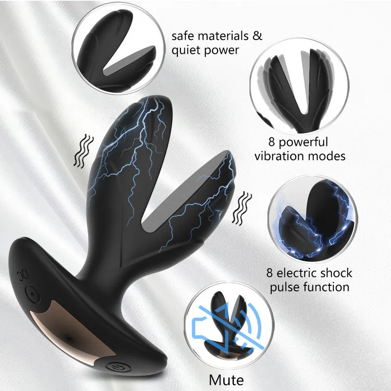 Elétrico Choque Anal Brinquedo Para Homens Mulheres Prostate Massager Vibrating Butt Plug Sem Fio Remoto Remoto Anal Plug Dildo Vibrador Brinquedos sexuais 220304