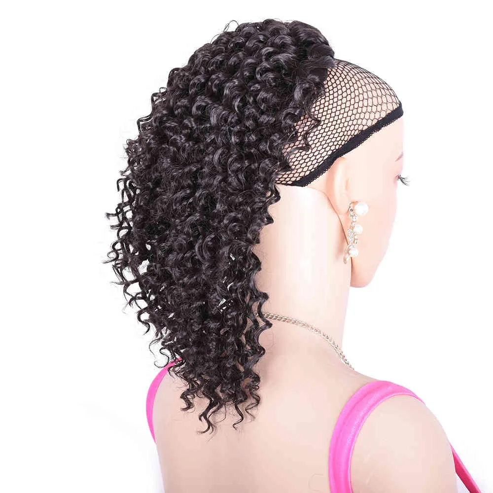 10-дюймовый короткий парик с хвостиком на шнурке, пышный афро-кудрявый вьющийся парик, синтетический зажим в хвосте, наращивание волос в афро-американском стиле3145