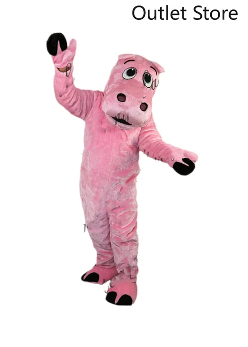 Costumes de mascotte Halloween dessin animé rose hippopotame mascotte Costume dessin animé robe de soirée noël