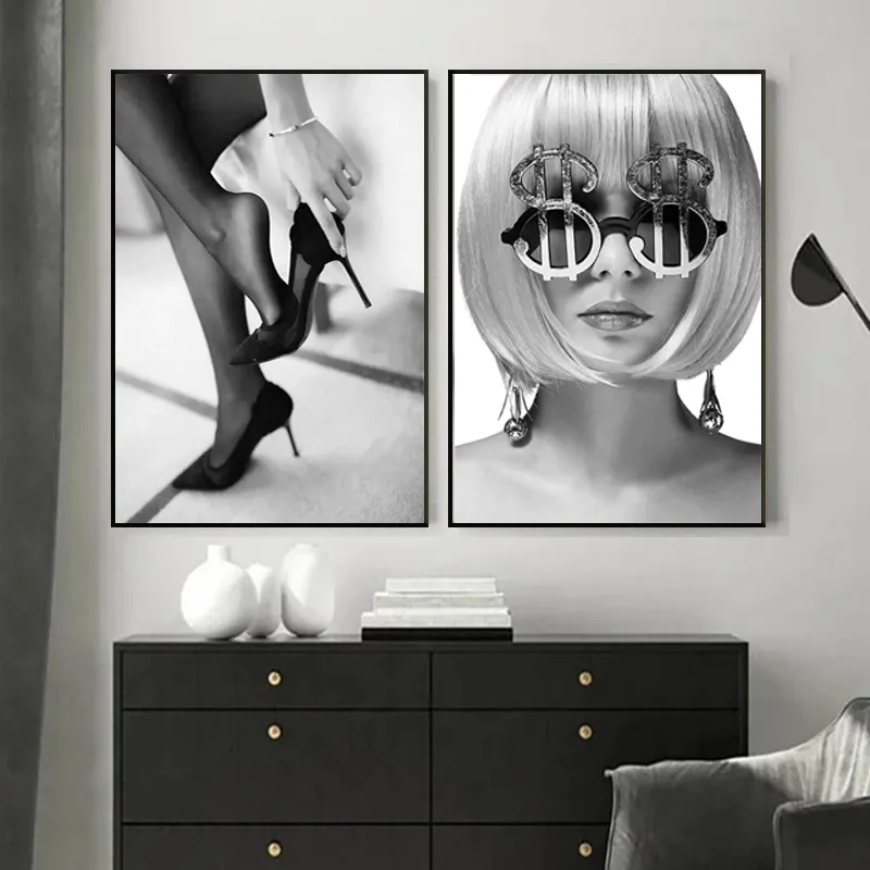Sexy Beine Poster Druck Schwarz und Weiß Leinwand Malerei Pop Wand Kunst Bilder für Wohnzimmer Vintage Mode Wohnkultur Cuadros